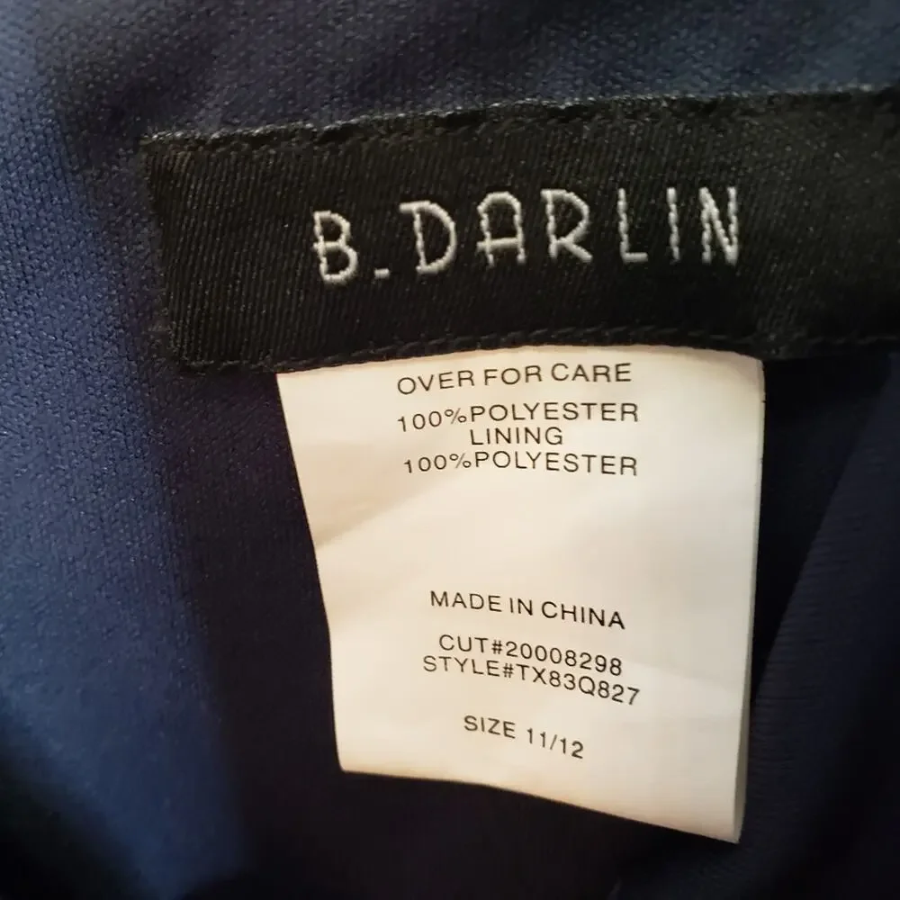 B Darlin Navy Blue sleeveless short dress bow detail size 11/12
